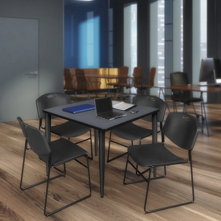 Regency Kahlo Square Table & Chair Sets, 42 W, 42 L, 29 H, Wood, Metal, Polypropylene Top, Grey TPL4242GYBK44BK